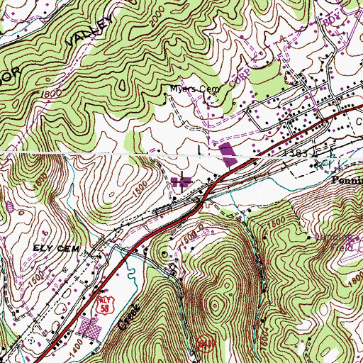 Topographic Map of Lee Regional Medical Center, VA