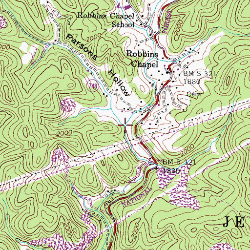 Topographic Map of Lick Branch, VA