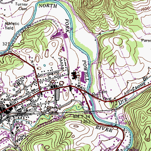 Topographic Map of Pennington Middle School, VA