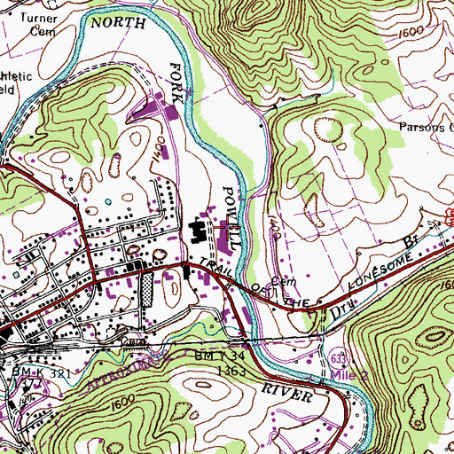 Topographic Map of River Bend Shopping Center, VA