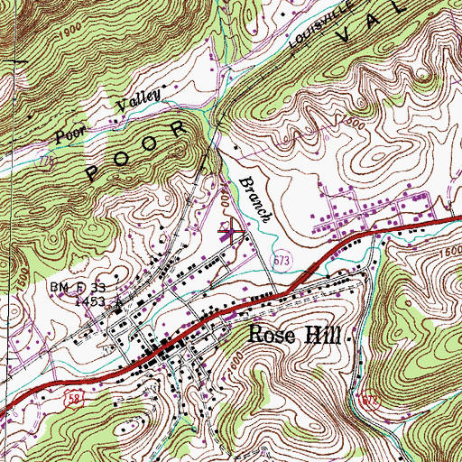 Topographic Map of Rose Hill Elementary School, VA