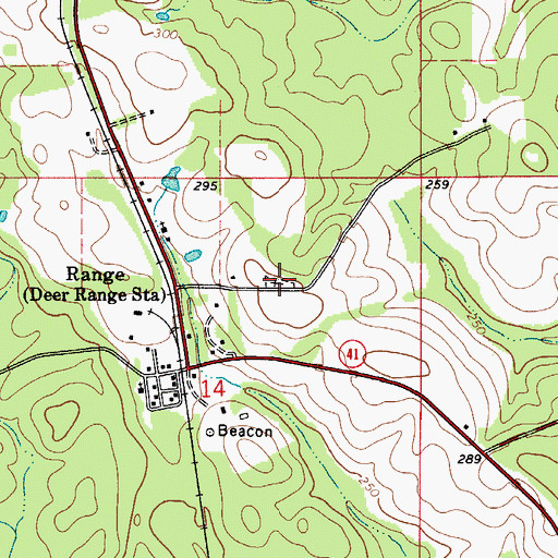 Topographic Map of Range Cemetery, AL