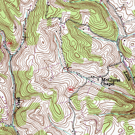 Topographic Map of Union Chapel (historical), VA