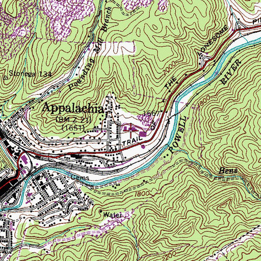 Topographic Map of Appalachia High School, VA