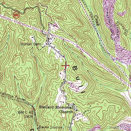 Topographic Map of Bull Hill School (historical), VA