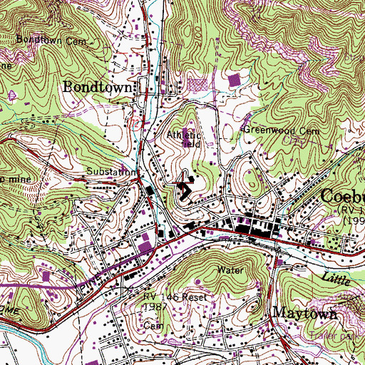 Topographic Map of Eastside High School, VA