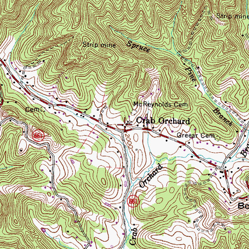 Topographic Map of Crab Orchard School (historical), VA