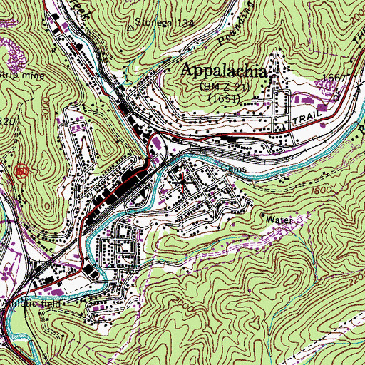 Topographic Map of First Baptist Church, VA