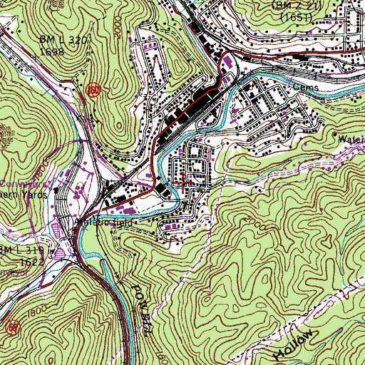 Topographic Map of First Presbyterian Church, VA