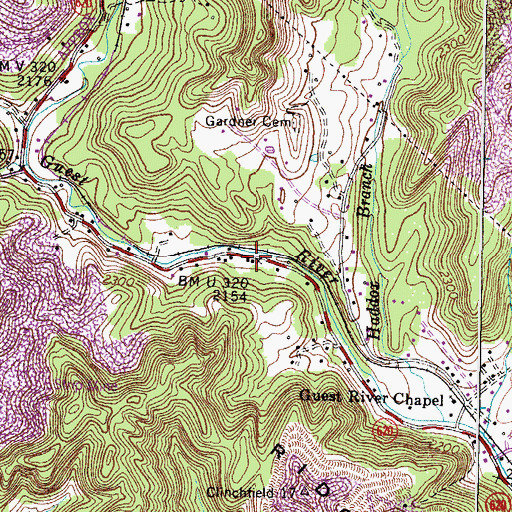 Topographic Map of Gardner School (historical), VA