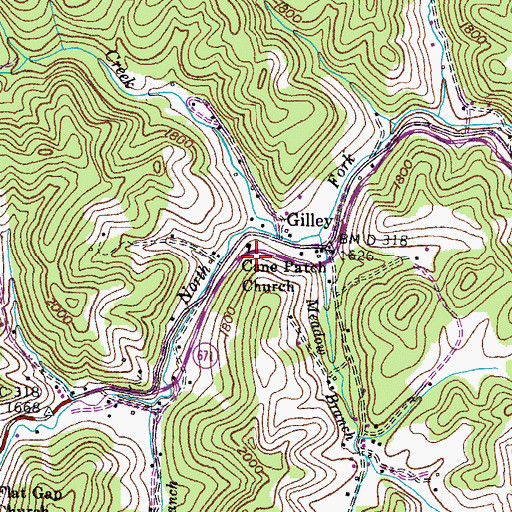 Topographic Map of Gilley School (historical), VA