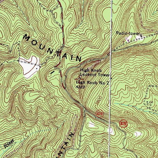 Topographic Map of High Knob, VA