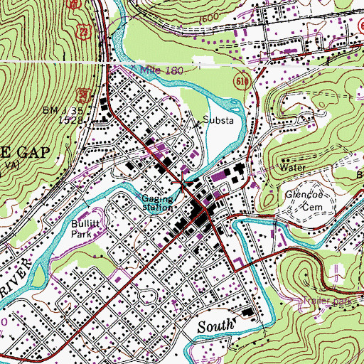 Topographic Map of Hugh Williams Memorial Bridge, VA
