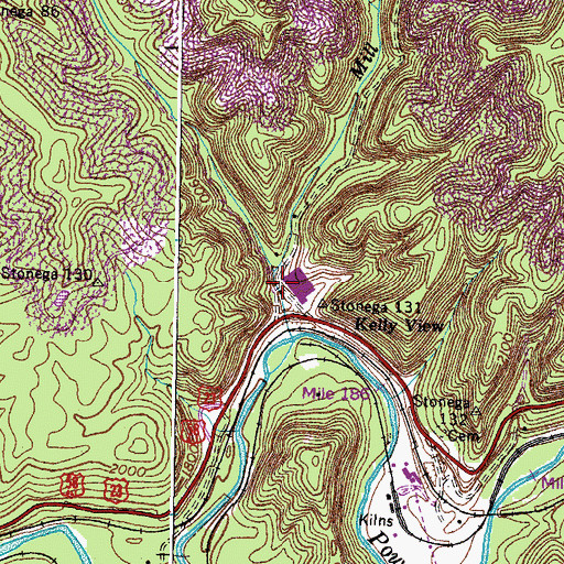 Topographic Map of Kelly View School (historical), VA