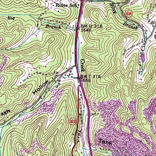 Topographic Map of Potcamp Branch, VA