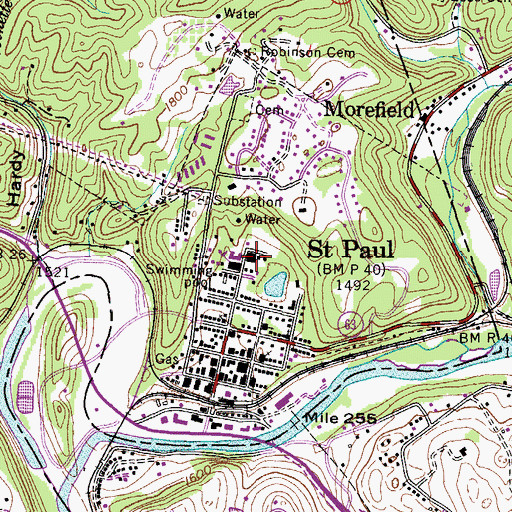Topographic Map of Saint Paul High School, VA