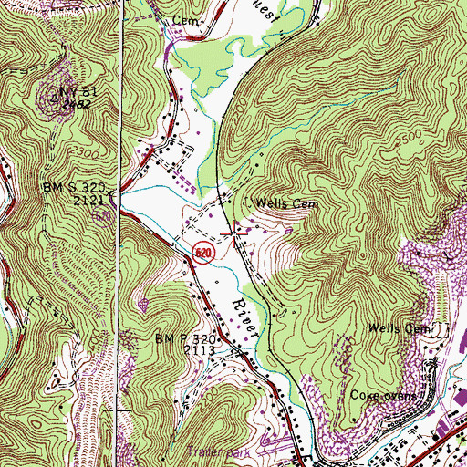 Topographic Map of Wells, VA
