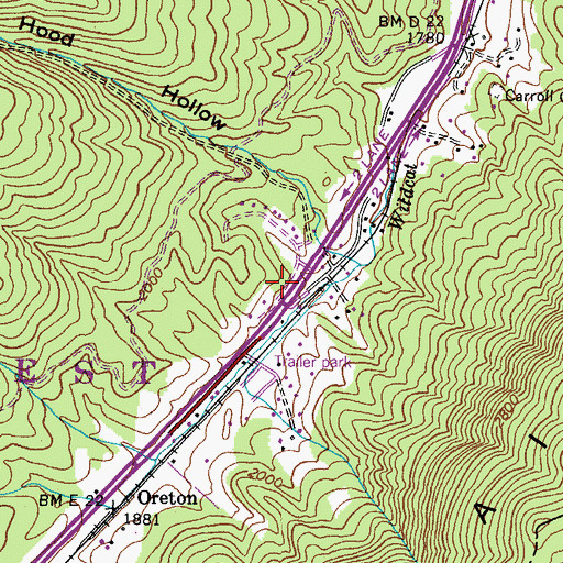 Topographic Map of Wildcat School (historical), VA