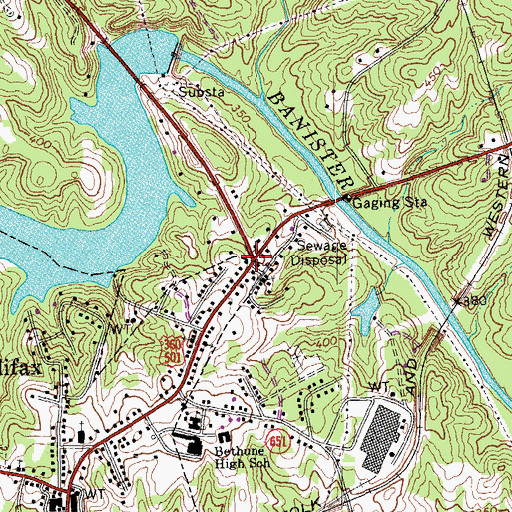 Topographic Map of Banister Town, VA
