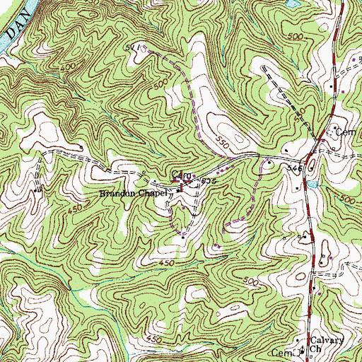 Topographic Map of Brandon School (historical), VA