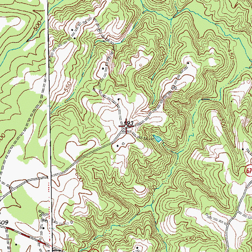 Topographic Map of Chaneys Store, VA