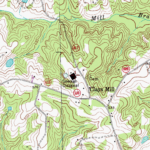 Topographic Map of Clays Mill Elementary School, VA