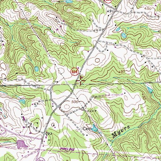 Topographic Map of Cowford School (historical), VA