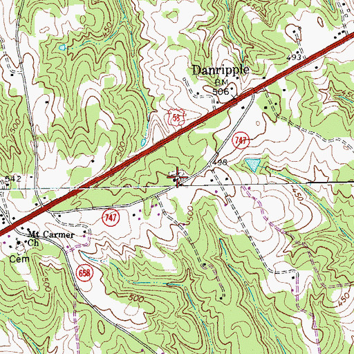 Topographic Map of Cross Road Baptist Church, VA