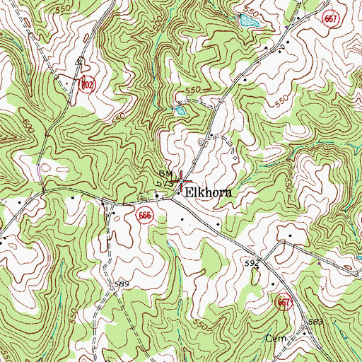 Topographic Map of Elkhorn School (historical), VA