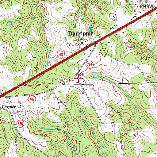 Topographic Map of Flint Rock School (historical), VA