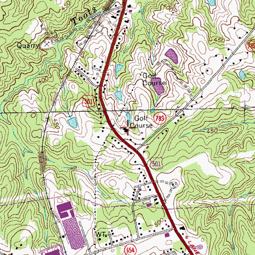 Topographic Map of Halifax Country Club, VA