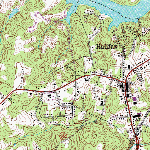 Topographic Map of Halifax County, VA