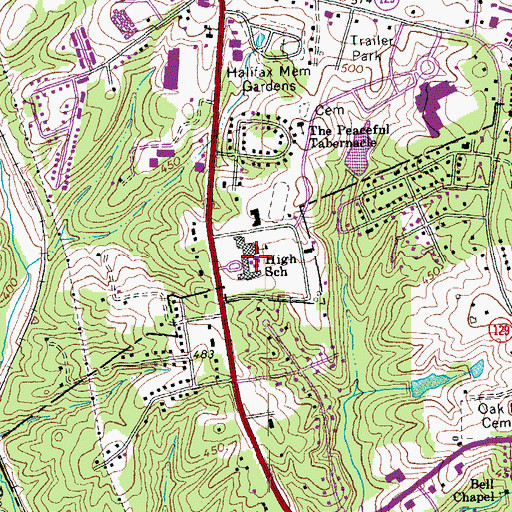 Topographic Map of Halifax County Middle School, VA