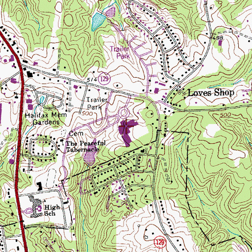 Topographic Map of Halifax County High School, VA