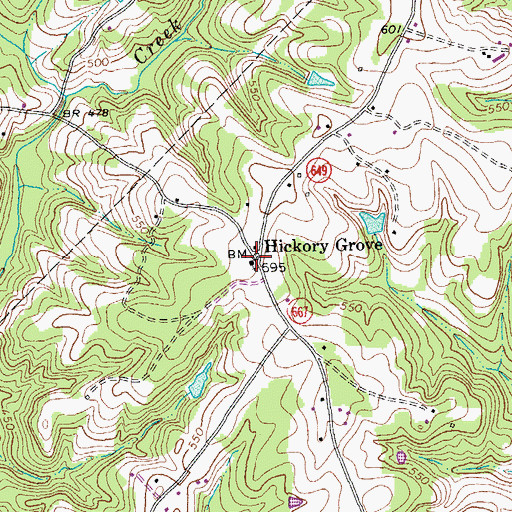 Topographic Map of Hickory Grove Church, VA