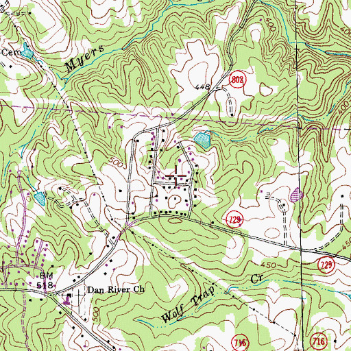 Topographic Map of Highland Hills, VA