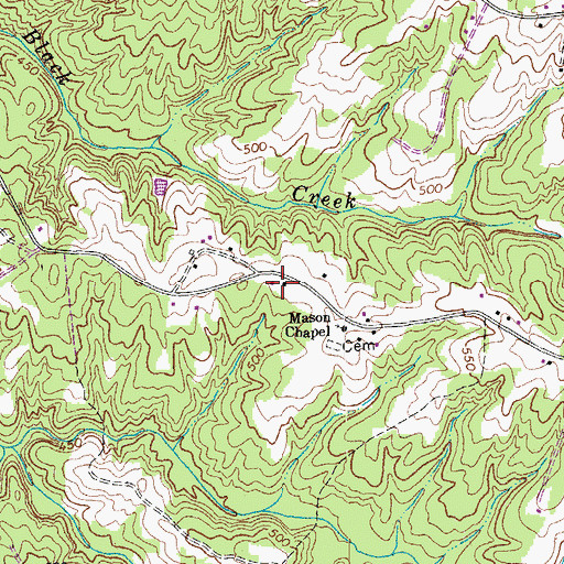 Topographic Map of Maidens Chapel School (historical), VA