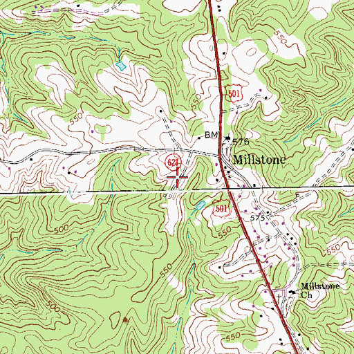 Topographic Map of Millstone School (historical), VA