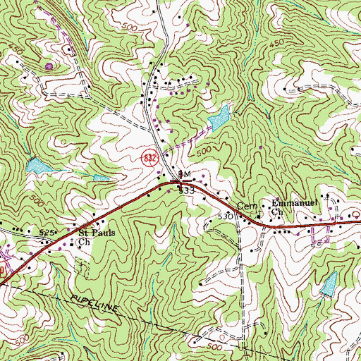 Topographic Map of Mountain Road, VA