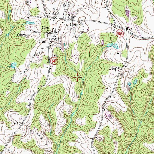 Topographic Map of Oak Ridge School (historical), VA