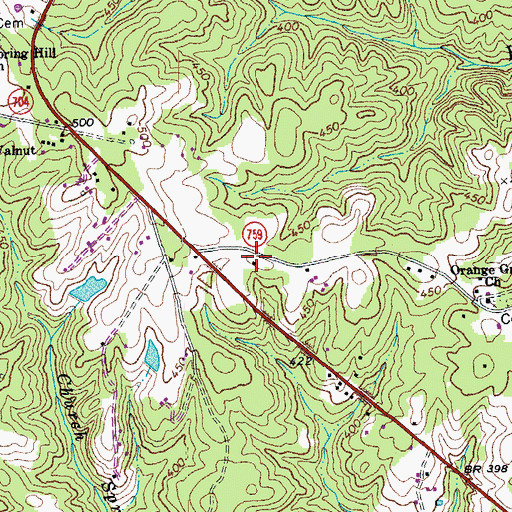 Topographic Map of Orange Grove School (historical), VA