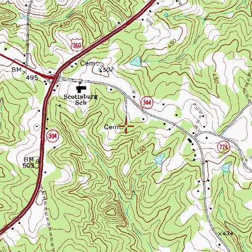 Topographic Map of Owens Cemetery, VA