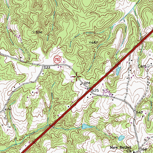 Topographic Map of Piney Grove School (historical), VA