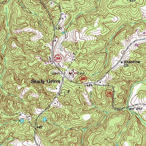Topographic Map of Shady Grove United Methodist Church, VA
