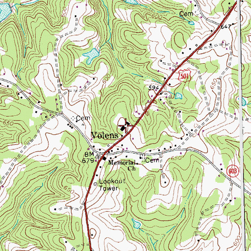 Topographic Map of Volens Elementary School (historical), VA