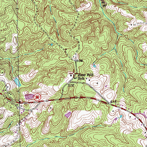 Topographic Map of Zion Hill Baptist Church, VA