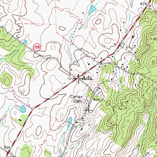 Topographic Map of Ada, VA