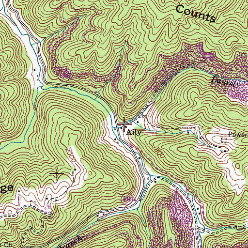 Topographic Map of Aily, VA
