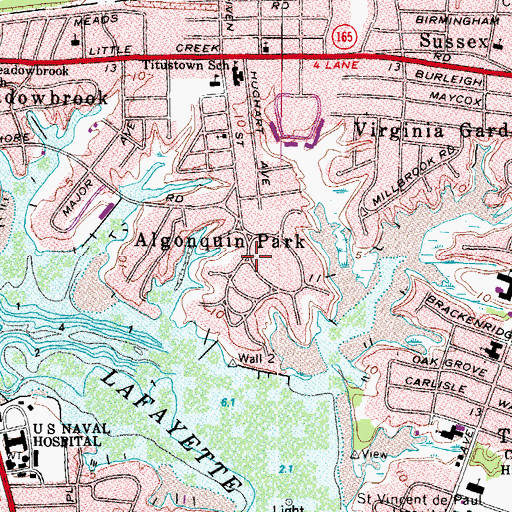 Topographic Map of Algonquin Park, VA