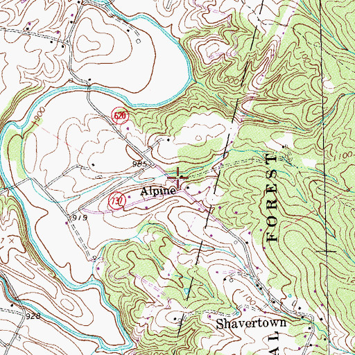 Topographic Map of Alpine, VA
